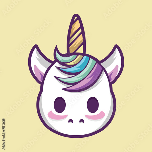Unicorn head cartoon vector icon illustration photo