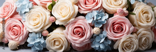 Spring Flower Bouquet Over Light Background, Banner Image For Website, Background, Desktop Wallpaper