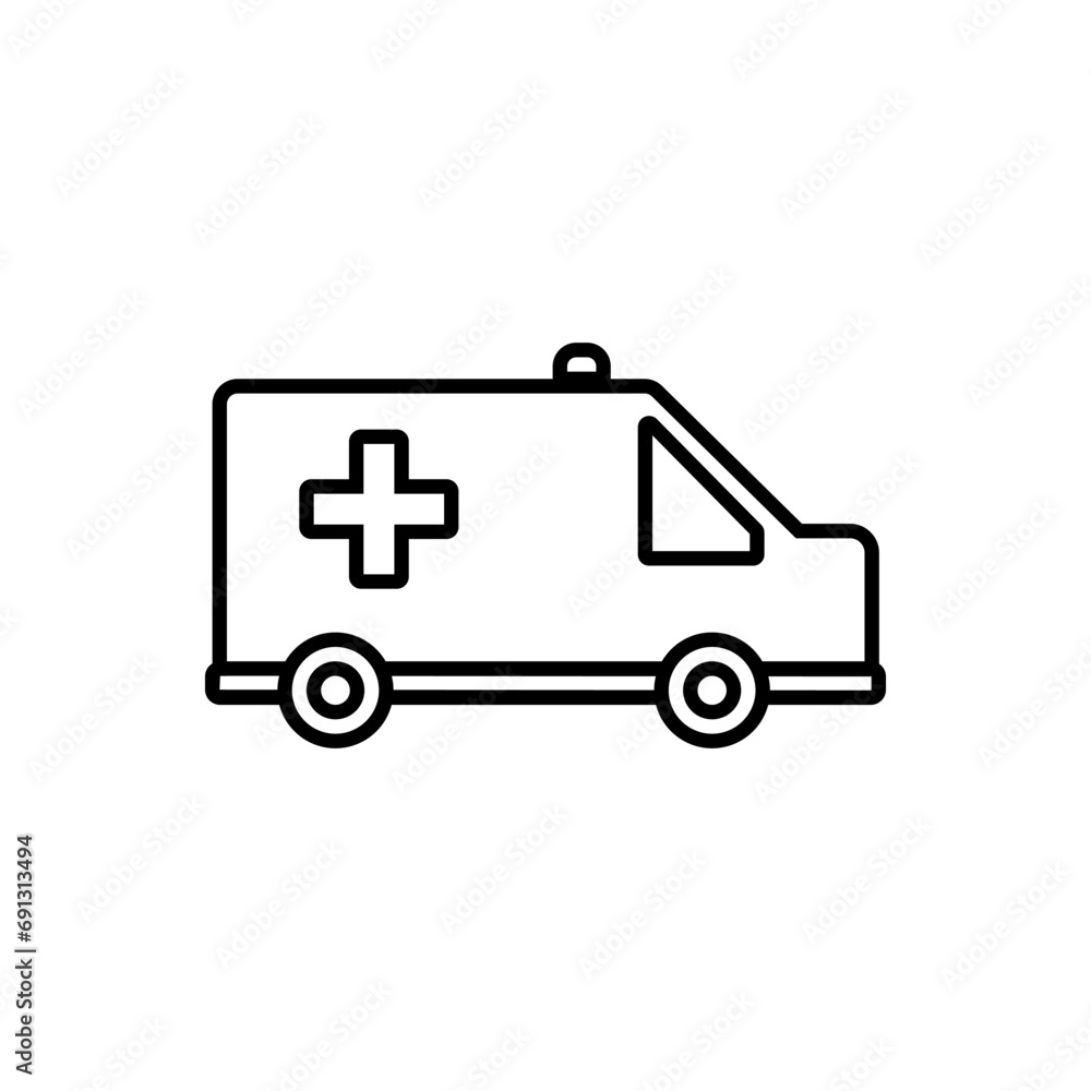 ambulance icon vector. Outline emergency, line medicine symbol ambulance icon vector. Outline emergency, line medicine symbol