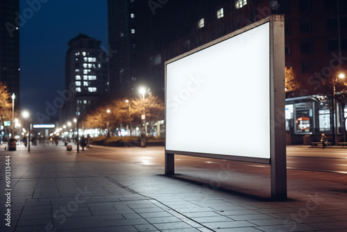 a blank billboard is on a city street