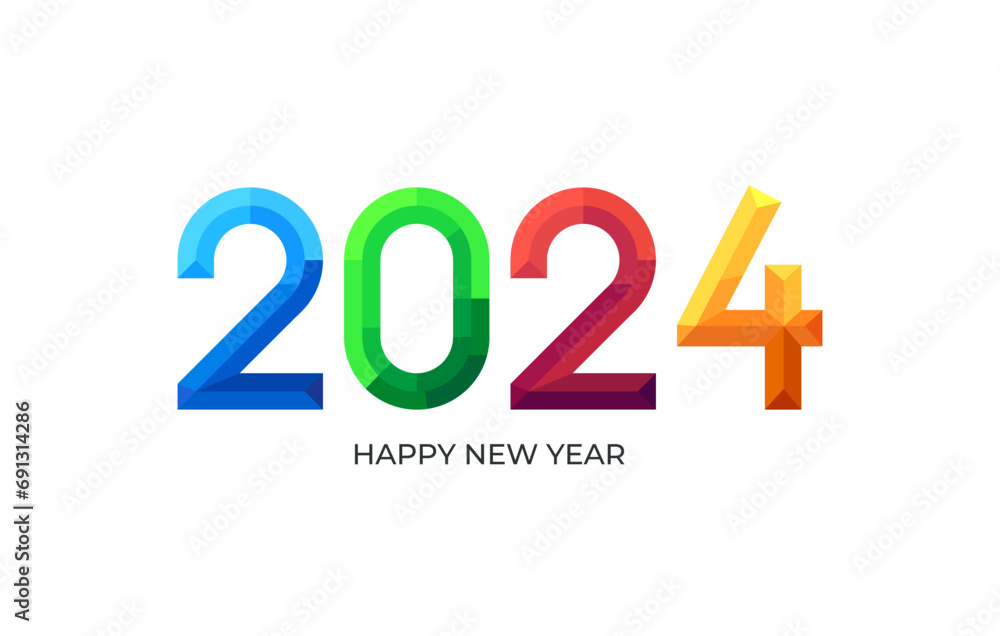 New Year 2024 poster design with colorful numbers. Concept for colorful design of greeting card flyer, banner, poster in abstract style. New Year 2024 poster design with colorful numbers. Concept for colorful design of greeting card flyer, banner, poster in abstract style.
