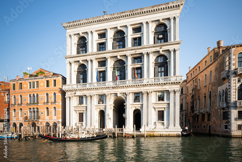 Iconic Venetian buildings on the canal of Venice photo