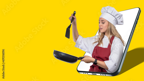 Woman cook. Restaurant chef...