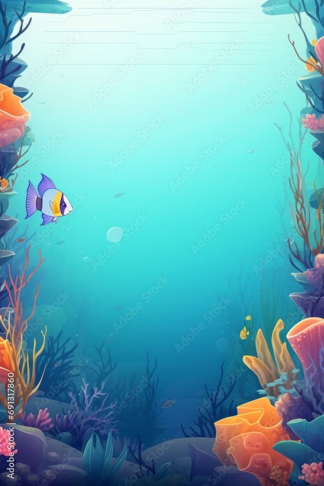 Blank template in vertical sheet size simulating the seabed, there are ...