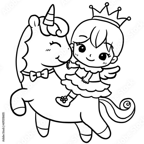 Cartoon horse unicorn princess Doodles kawaii anime coloring pages cute drawing characters chibi
