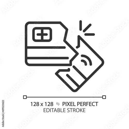 2D pixel perfect editable black credit crunch icon, isolated simple vector, thin line illustration representing economic crisis.