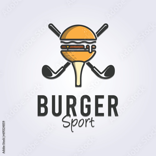 sport burger, golf burger logo vector illustration design, creative logo design