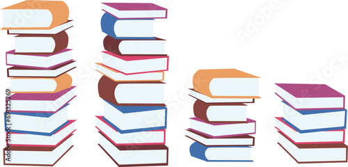 ４種類の上に積み上げられた本のベクターイラスト