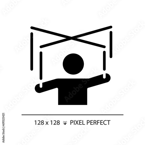 2D pixel perfect glyph style manipulation icon, isolated vector, silhouette illustration representing psychology.