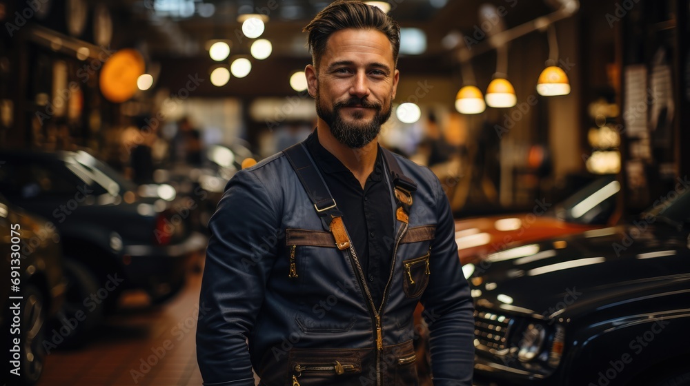 Small business owner in car repair salon Small business owner in car repair salon
