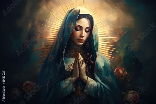 Beautiful lady of guadalupe mexico saint holy faith. photo