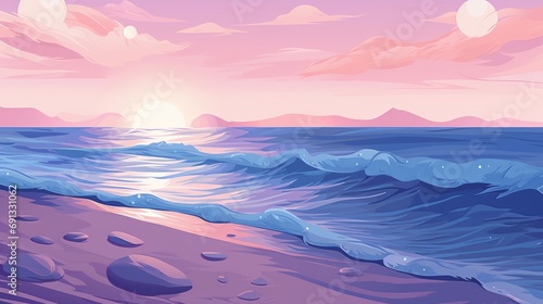 Simple ocean nature illustration, trendy palette in warm purple color. background image