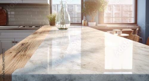 a marble counter top in a kitchen