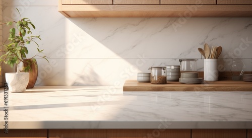 a marble counter top in a kitchen