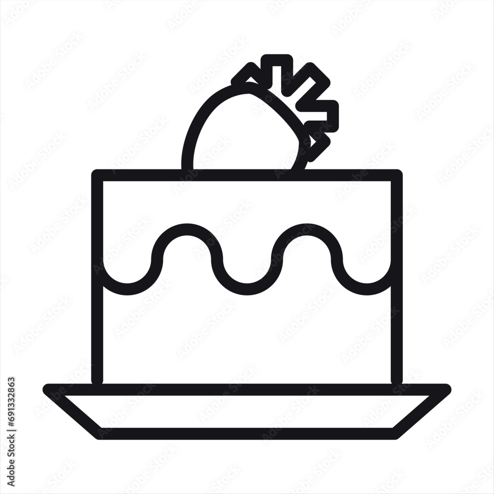 Strawberry cake icon simple vector. Happy anniversary. Sweet cream Strawberry cake icon simple vector. Happy anniversary. Sweet cream