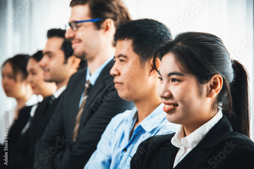 Modern diversity and multicultural company, business people joining hand together and standing in line, shared commitment to collaboration and cooperation concept background. Meticulous