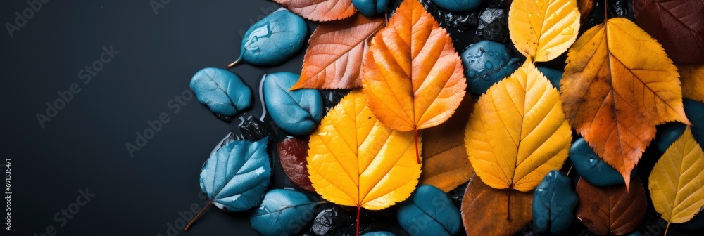 Autumn Autumnal Black Isolated Background Colorful, Banner Image For Website, Background, Desktop Wallpaper