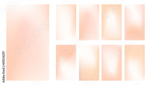 Nude stories vertical background with beige and pink gradient. Warm color gradation for fashion neutral poster set. Trendy luxury and elegant magazine illustration with smooth minimalist cover design.