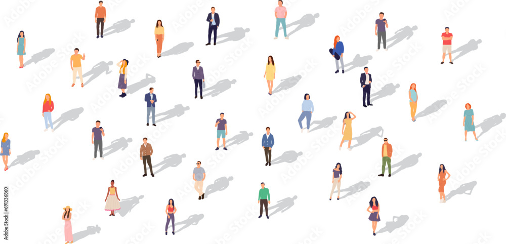 standing people in flat style, on white background, vector