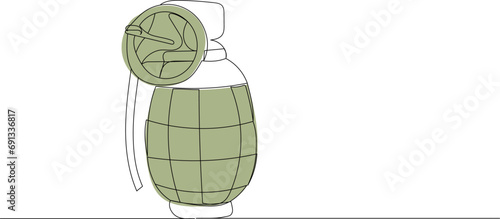 grenade drawing continuous line, sketch vector