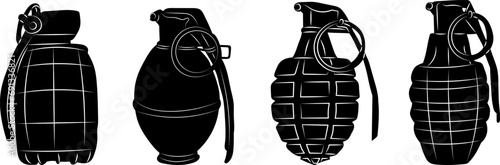 grenades silhouette on white background vector photo