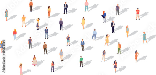 standing people in flat style, on white background, vector