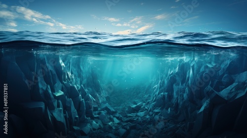 Underwater icebergs are at risk from global warming. © sirisakboakaew