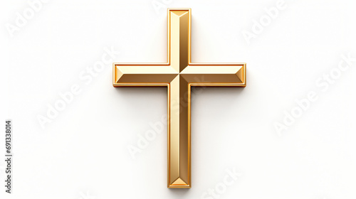 Gold cross isolated on white background