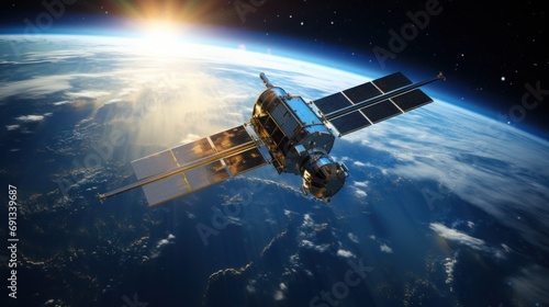 Space satellites orbit the Earth Space satellites above the Earth's surface