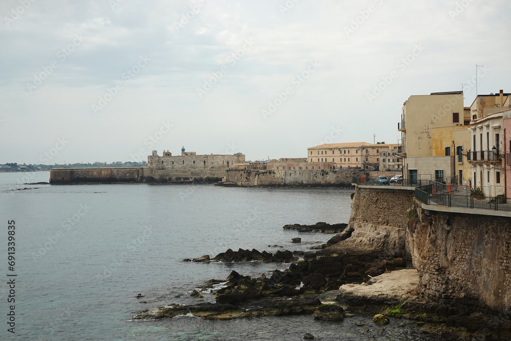 The Castle Maniace and old town of Syracuse, Sicily, Italy     