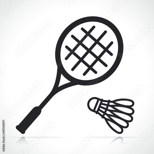 badminton racket and shuttlecock icon photo