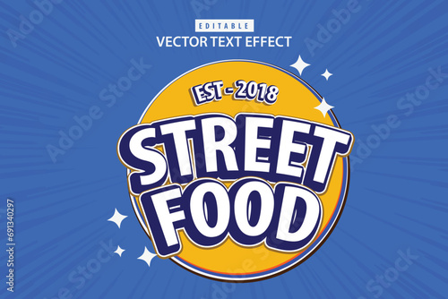 vector editable template text effect street food headline promotion of roadside food, logotype or banner for food and business