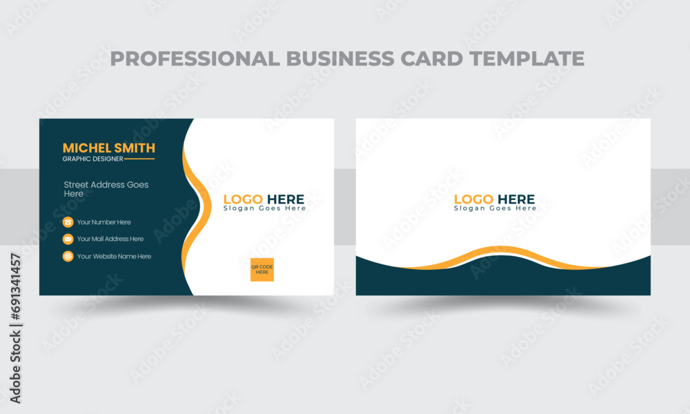 Professional minimalist business card layout and double-sided business card design.