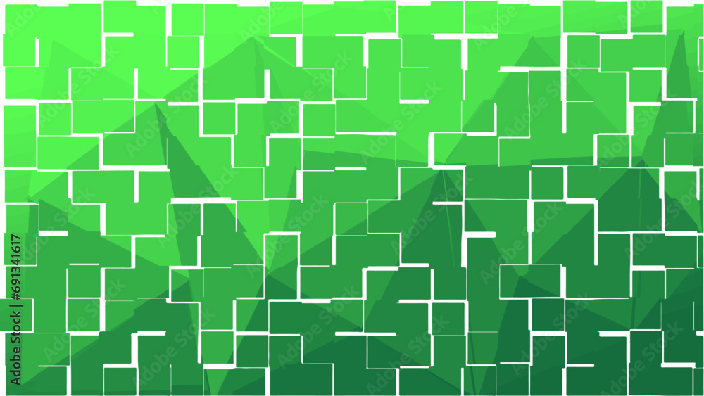 Obraz premium Abstract Green geometric wallpaper design art box texture. Box background with crack. Modern creative decorative Brick wall. Vector illustration