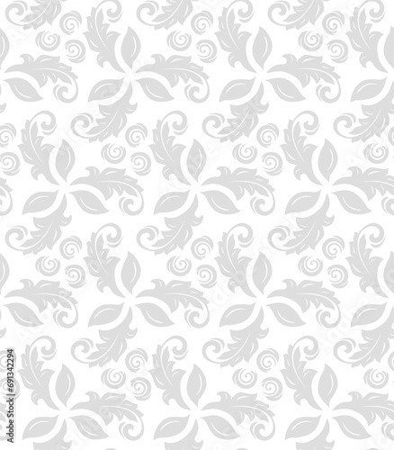 Floral vector ornament. Seamless abstract classic light background. Pattern with repeating floral elements. Ornament for wallpaper and packaging