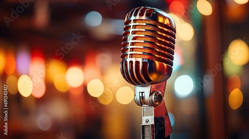 Classical music microphone on colorful background