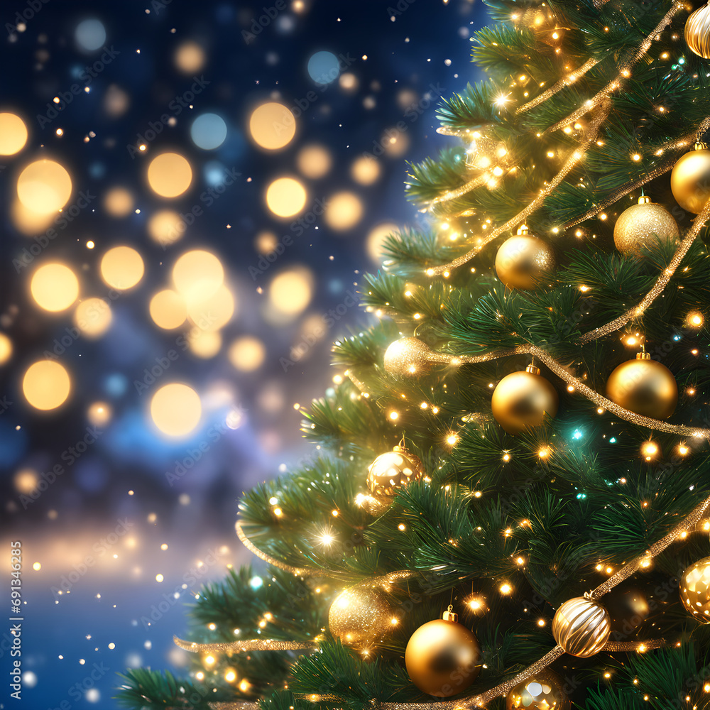 Christmas tree, luminous with twinkling lights, symbolizes holiday joy and celebration. Christmas tree, luminous with twinkling lights, symbolizes holiday joy and celebration.