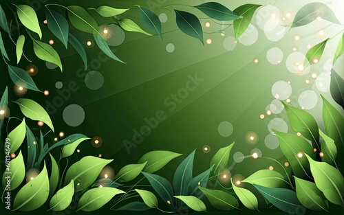 Greenery forest foliage with bokeh lights with Generative AI.