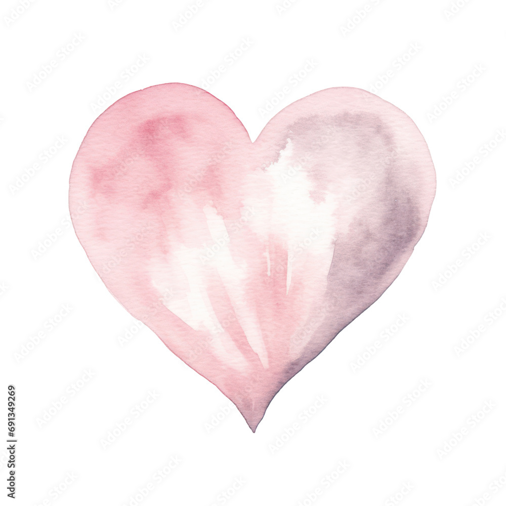 Watercolor illustration of heart element, Valentine concept.