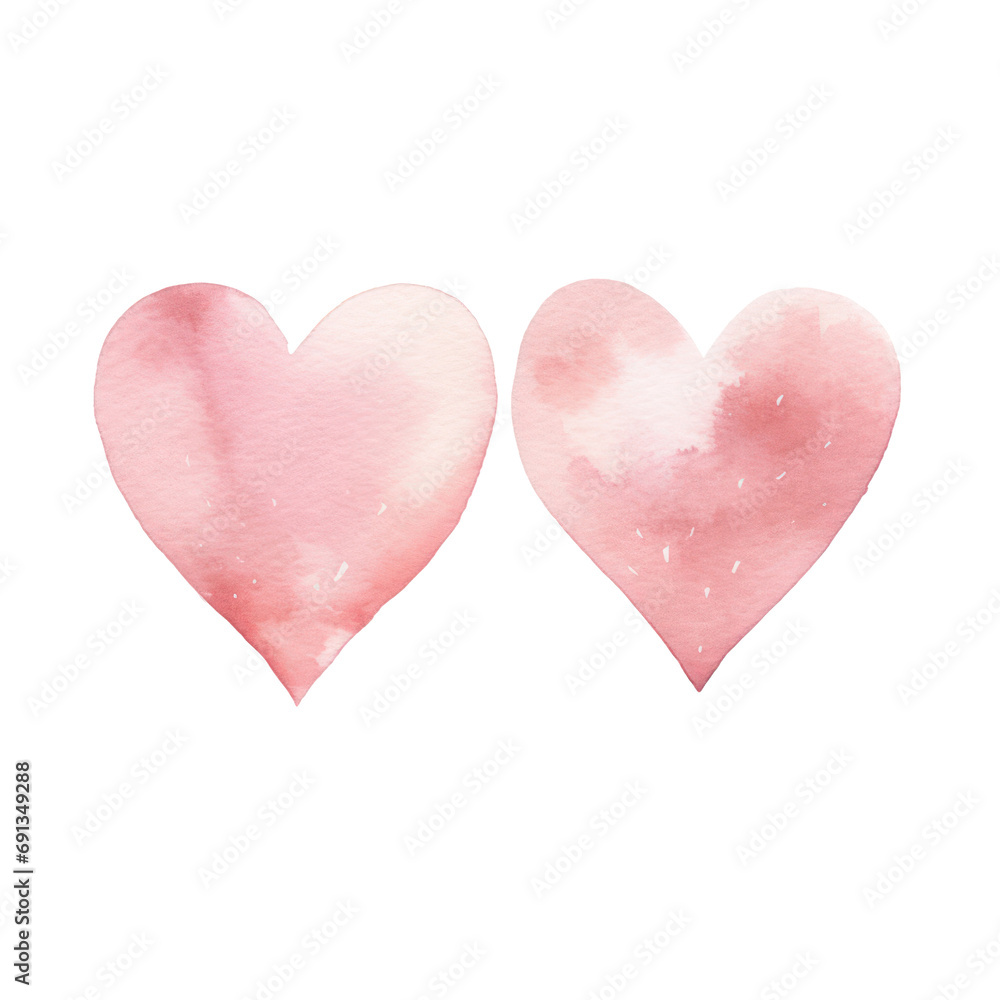 Watercolor illustration of heart element, Valentine concept.