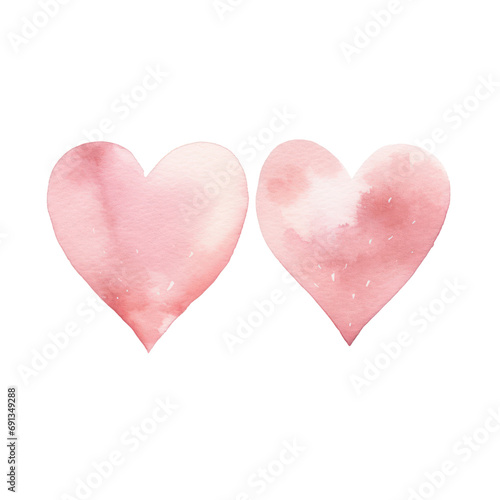 Watercolor illustration of heart element  Valentine concept.