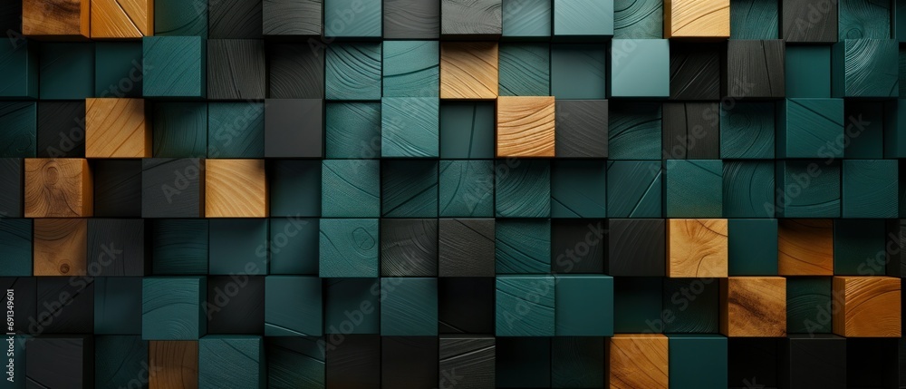 Jungle Green and Earthy Brown Wooden Blocks Jungle Green and Earthy Brown Wooden Blocks