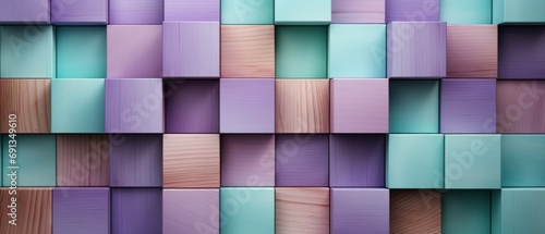 Lilac and Mint Wooden Blocks Checkerboard