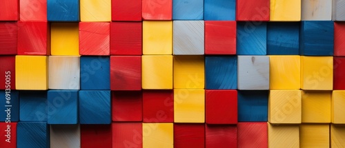 Primary Color Wooden Blocks in Stripes photo