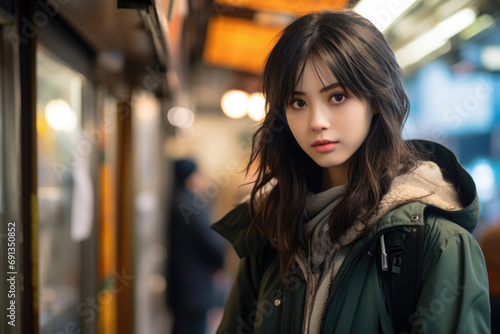 Captivating urban portrait of a young Japanese woman