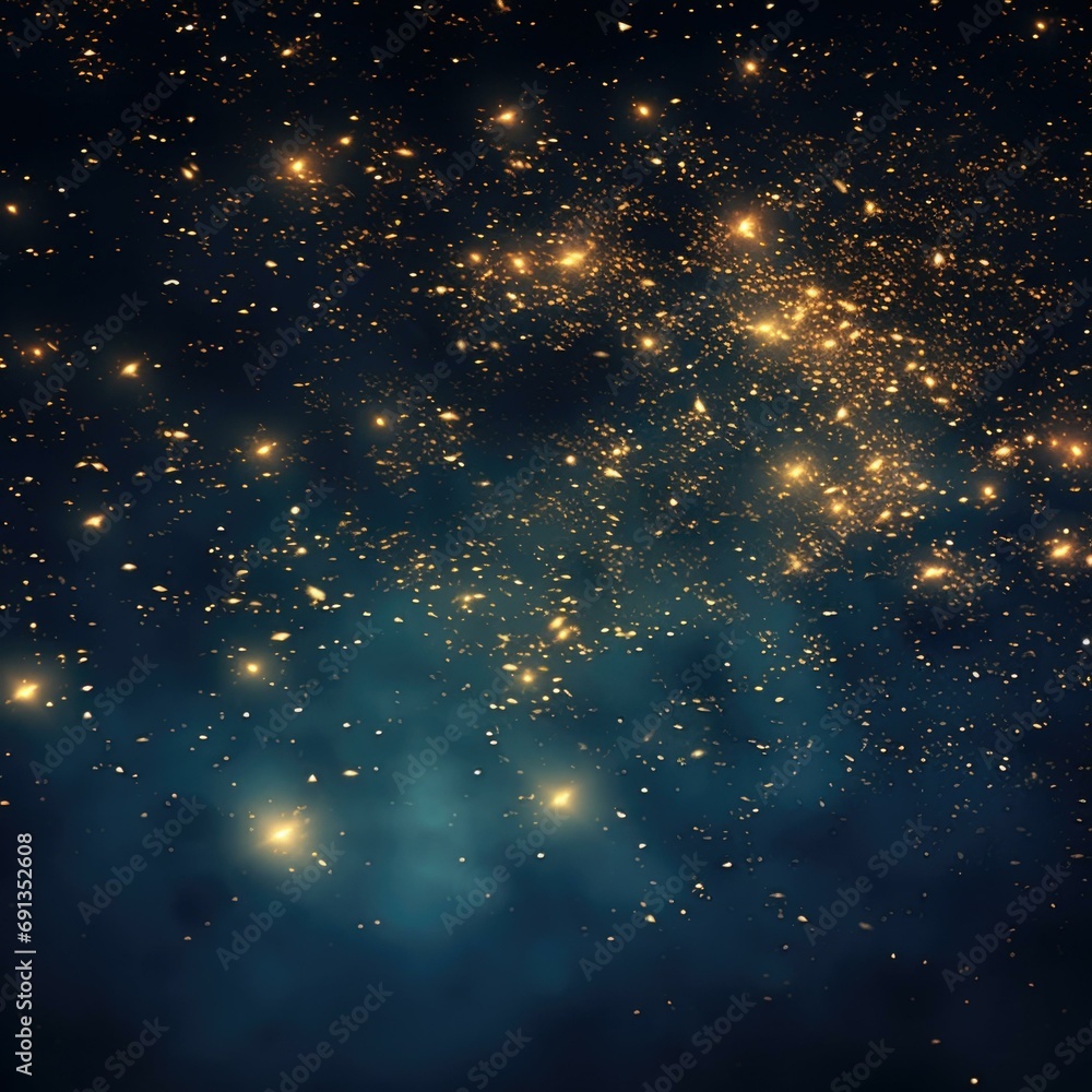 A dark blue sky with stars and lights. Generative AI.