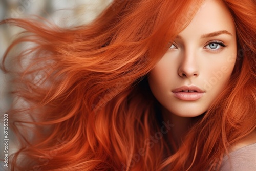 Vibrant Redhead Beauty Captivating with Intense Green Eyes.