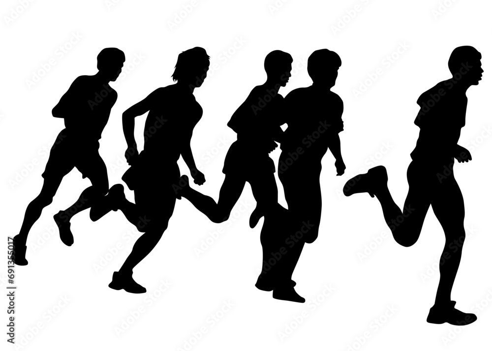 People athletes on running race on white background