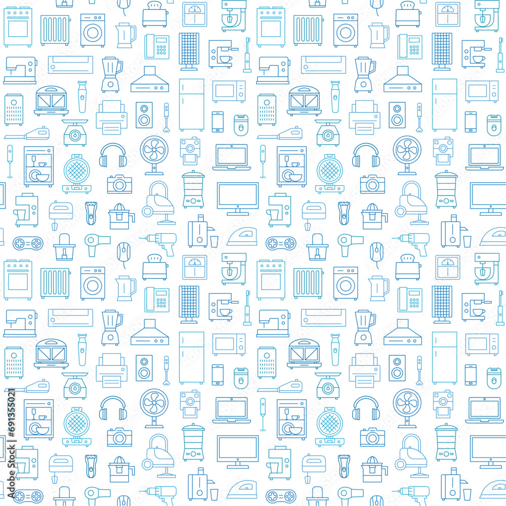Household appliances seamless pattern background 2