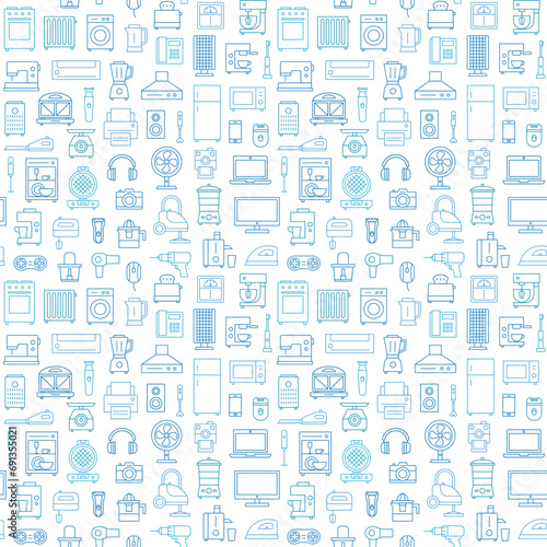 Household appliances seamless pattern background 2